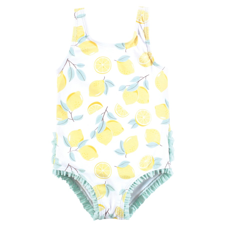 Hudson Baby Girls Toddler Swimsuit, Mint Lemons, 5T